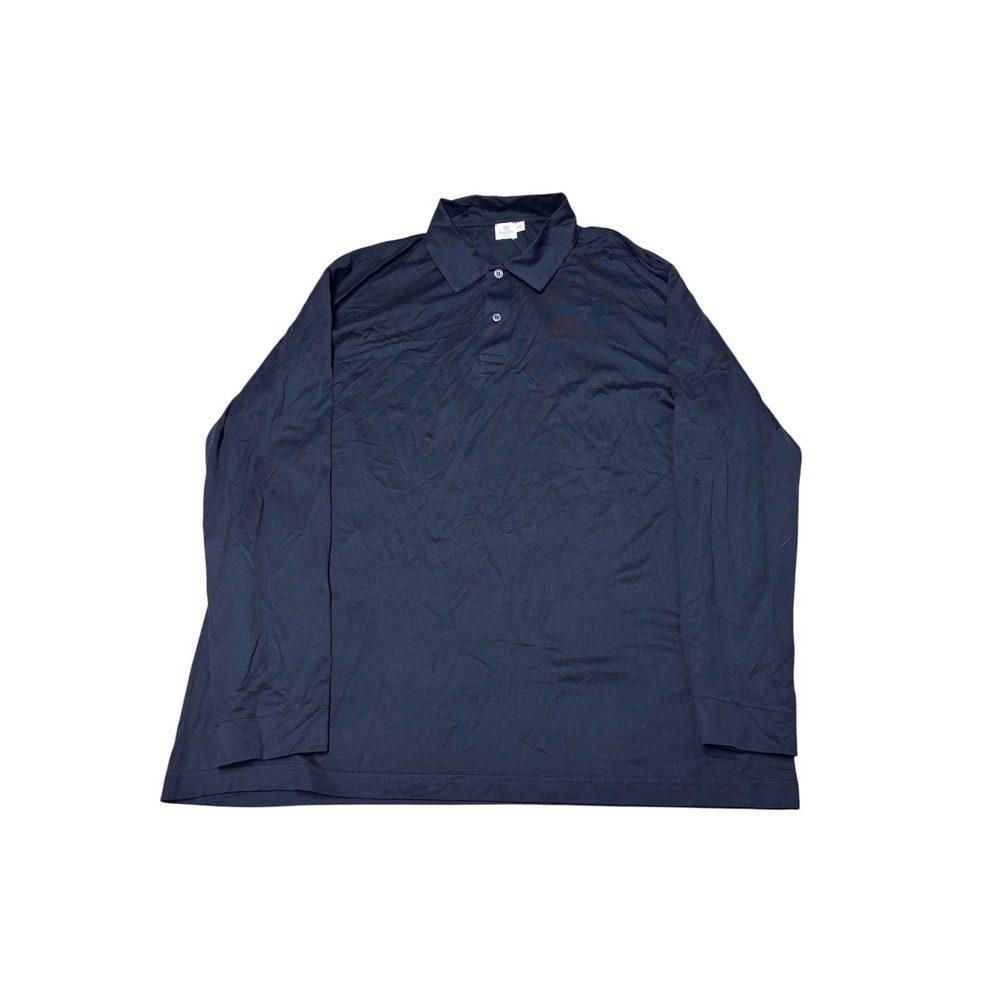 Sunspel 1860 Mens Navy Blue Long Sleeve Cotton Polo Shirt XXL Made in England
